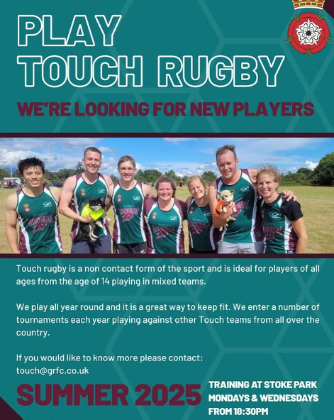 Summer Touch Rugby back at Stoke Park (14+ to Adult)